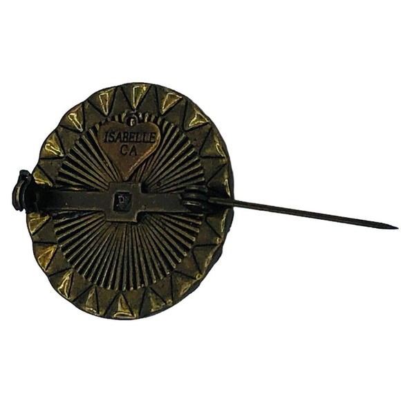 Isabelle CA Gray Silver Round Circular Crystal Brooch Costume Jewelry Vintage - Picture 3 of 9